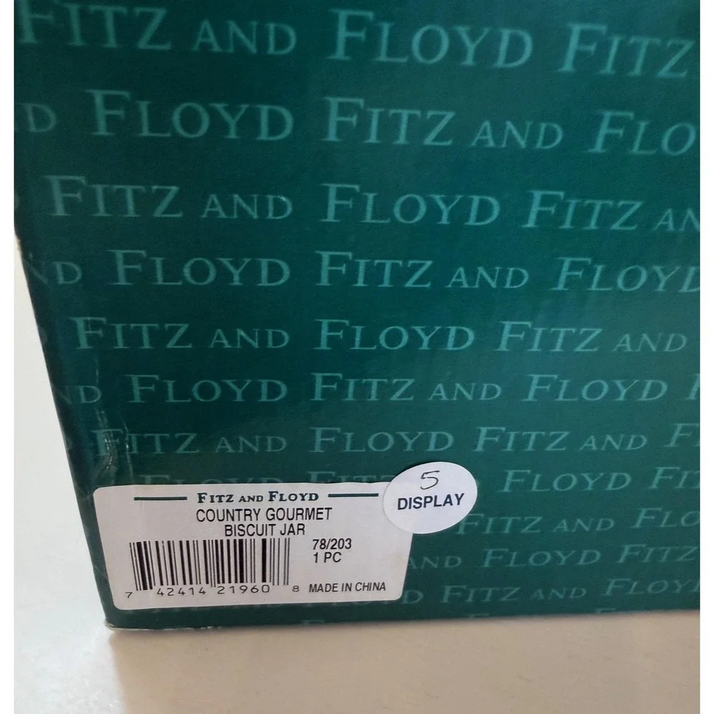 Fitz‎ And Floyd Country Gourmet Biscuit Jar Fruit Basket Cookie Lidded With Box